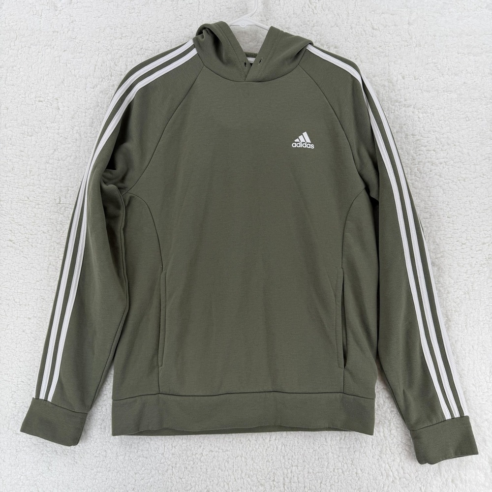 Adidas Hoodie Mens‎ Medium Green Primegreen 3 Stripes Athletic Pullover